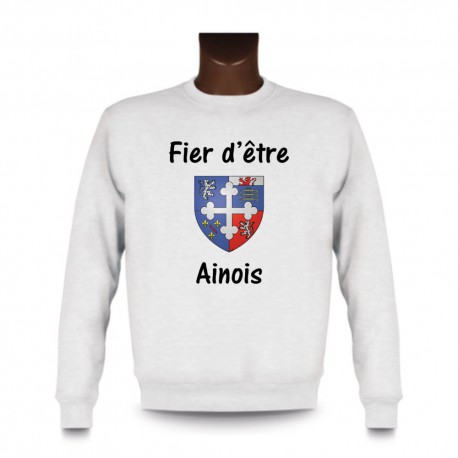 Men's fashion Sweatshirt - Fier d'être Ainois, White