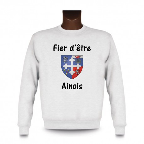 Sweat mode homme -  Fier d'être Ainois, White