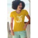 Frauen Mode Baumwolle T-Shirt - Tribal Katz, 34-Sonnenblumengelb