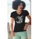 Frauen Mode Baumwolle T-Shirt - Tribal Katz, 36-Schwarz