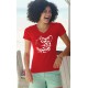 Frauen Mode Baumwolle T-Shirt - Tribal Katz, 40-Rot