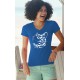 Donna moda cotone T-Shirt - Gatto Tribale, 51-Royal