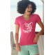 Donna moda cotone T-Shirt - Gatto Tribale, 57-Fucsia