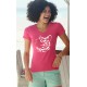 Frauen Mode Baumwolle T-Shirt - Tribal Katz, 57-Fuchsia