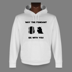 Sweat bianco a cappuccio - May the Fendant be with You