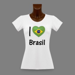 T-shirt mode slim dame - I Love Brasil