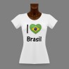 T-shirt mode slim dame - I Love Brasil