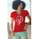 T-shirt mode coton Dame - Tribal Moon Wolf, 40-Rouge