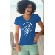 Women's fashion cotton T-Shirt - Tribal Moon Wolf, 51-Royal Blue