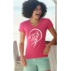 T-shirt mode coton Dame - Tribal Moon Wolf, 57-Fuchsia