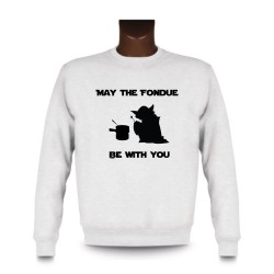 Uomo fashion Sweatshirt - May the Fondue be with You, White