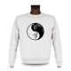 Uomo fashion Sweatshirt - Yin-Yang - Testa di Lupo Tribale, White