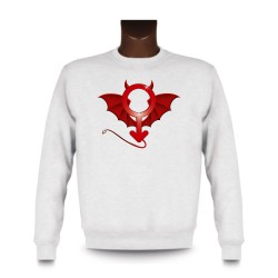 Herren Mode lustig Sweatshirt - Devil Man, White