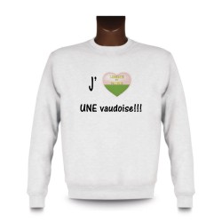 Herren Mode Sweatshirt - J'aime UNE Vaudoise, White