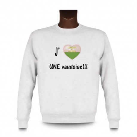 Uomo Sweatshirt - J'aime UNE Vaudoise, White