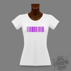 Women's slim T-Shirt Bar code "Coeur libre", Blau