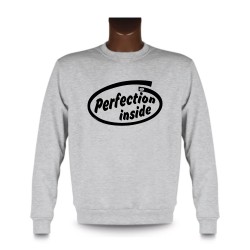 Herren Funny Sweatshirt - Perfection inside, Ash Heater