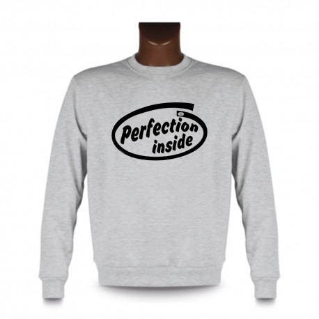 Uomo Funny Sweatshirt -  Perfection inside, Ash Heater
