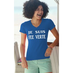 T-shirt mode humoristique coton Dame - Je suis FEE VERTE, 51-Bleu Royal