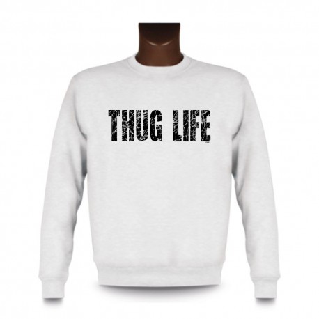 Men's funny fashion Sweatshirt - THUG LIFE, White