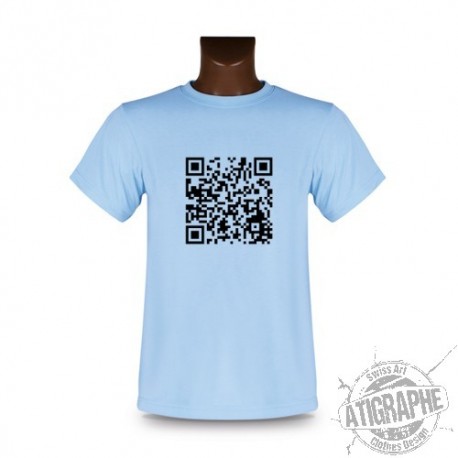 T-Shirt - QR-Code personnalisable, homme ou femme, Blizzard Blue