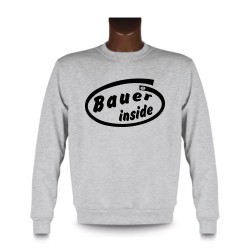 Men's Funny Sweatshirt -  Bauer inside, Ash Heater