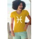 Frauen Mode Baumwolle T-Shirt - Sternbild Fisch, 34-Sonnenblumengelb