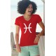 Donna moda cotone T-Shirt - segno zodiacale dei pesci, 40-Rosso