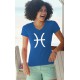 T-shirt mode coton Dame - signe astrologique Poisson, 51-Bleu Royal