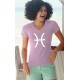 Frauen Mode Baumwolle T-Shirt - Sternbild Fisch, 52-Rose