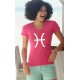 T-shirt mode coton Dame - signe astrologique Poisson, 57-Fuchsia