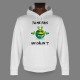 Sweatshirt blanc à capuche - Alien smiley - Tu me fais un câlin ?
