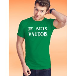 Uomo cotone T-Shirt - Je suis VAUDOIS, 47-Verde Prato