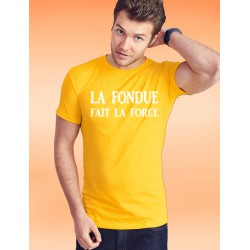 Herrenmode Baumwolle T-Shirt - La Fondue fait la Force, 34-Sonnenblumengelb