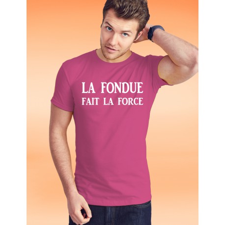 Herrenmode Baumwolle T-Shirt - La Fondue fait la Force, 57-Fuchsia