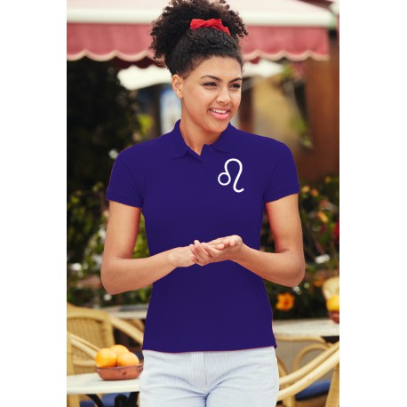 Frauenmode Polo T-Shirt - Sternbild Löwe, PE-Violett