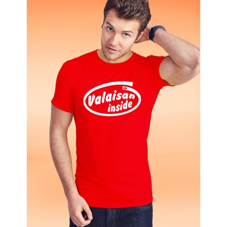 Uomo Moda cotone T-Shirt - Valaisan inside, 40-Rosso