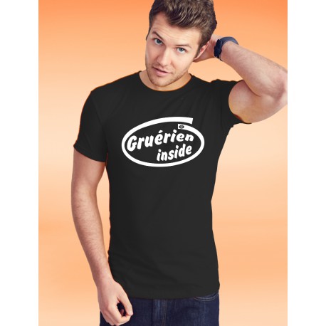 T-shirt coton humoristique mode homme - Gruérien inside, 36-Noir