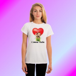 Frauenmode Lustig T-shirt slim -  L'amour Vache