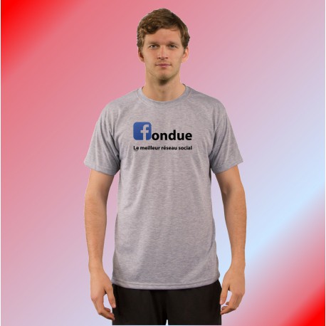 T-Shirt humoristique -  fondue, le meilleur réseau social, Ash Heater