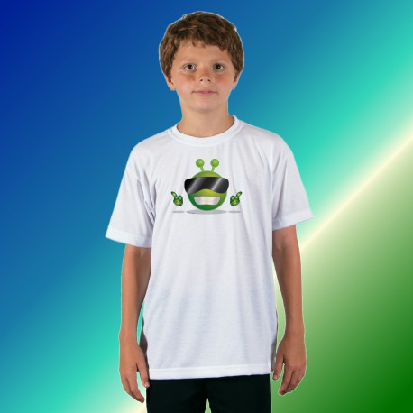 Jugend-Mode Alien Smiley T-shirt - Cool Alien, White