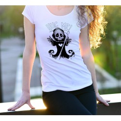 Women's fashion funny T-Shirt - Hug me - Grim Reaper