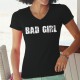 Frauen lustige Mode Baumwolle T-Shirt - Bad Girl, 36-Schwarz