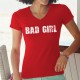 Frauen lustige Mode Baumwolle T-Shirt - Bad Girl, 40-Rot