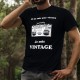 T-shirt coton mode homme - Vintage radio, 36-Noir