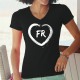 Frauen Baumwolle T-Shirt - herzförmiger Pinselstrich und FR-Buchstaben für den Kanton Freiburg