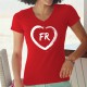 T-shirt coton Dame - trait de pinceau en forme de coeur et lettres FR pour le canton de Fribourg