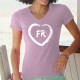Frauen Baumwolle T-Shirt - herzförmiger Pinselstrich und FR-Buchstaben für den Kanton Freiburg