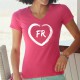 T-shirt coton Dame - trait de pinceau en forme de coeur et lettres FR pour le canton de Fribourg