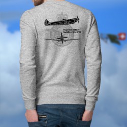 Supermarine Spitfire MkXVI ★ Kampfflugzeug Herrenmode Pulli mit  Blueprint und RAF (Royal Air Force) Wappen